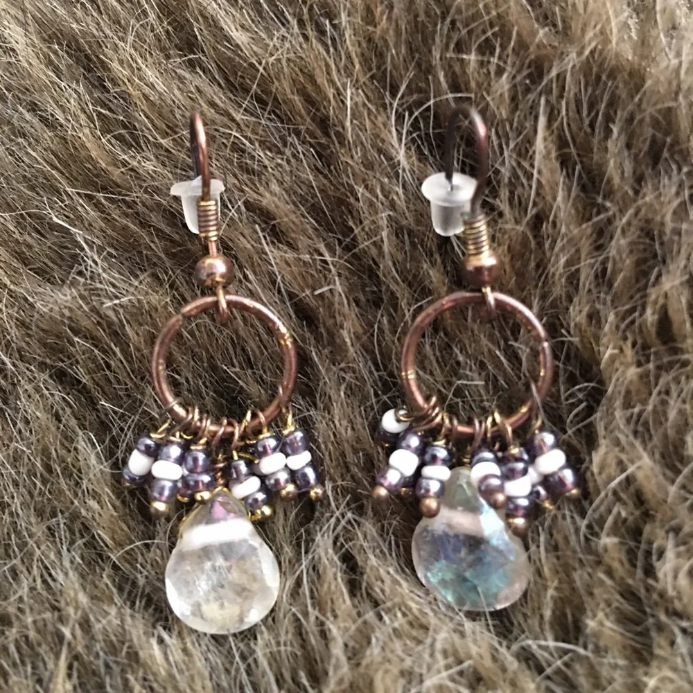 Vintage chandelier style beaded fish hook earrings